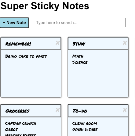 a screenshot of my sticky-notes app